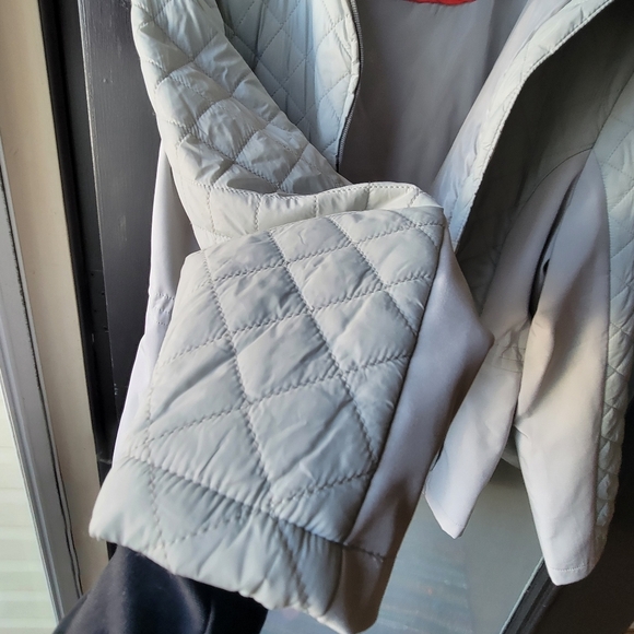 Giacca Light Grey Women’s Jacket XL Cinch Waist Adjustable Zip Pockets Polyester - Picture 11 of 13